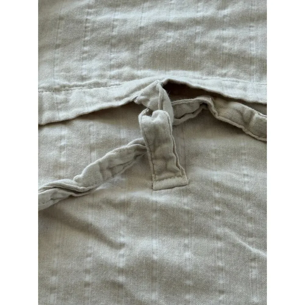 DKNY Pure Standard Queen Pillow Sham Cotton Textured Neutral Tie Back Slub 20x30